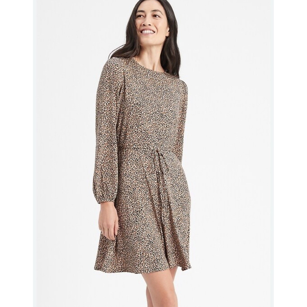 Banana Republic Mini Dress Sz S/M String Tie Waist Fit Flare Shift Tunic Stretch